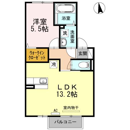 プランタン(1LDK/2階)の間取り写真