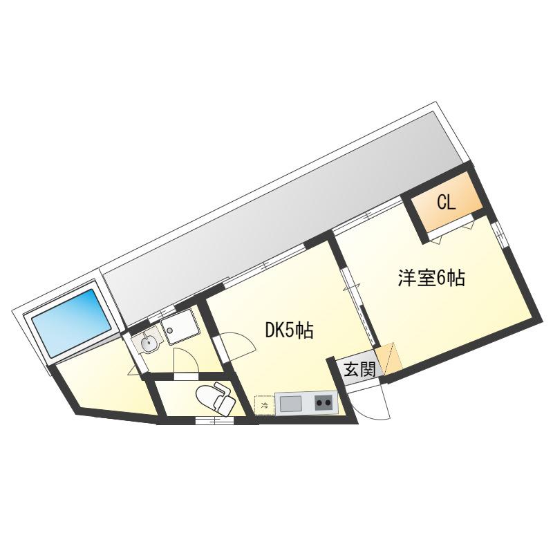 北沢OKマンション(1DK/4階)の間取り写真