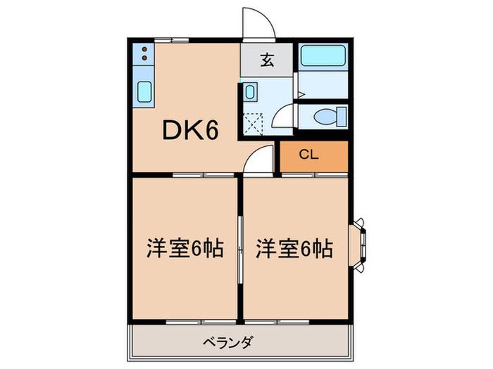 第1スターレジデンス(2DK/2階)の間取り写真
