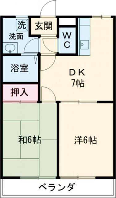 アルカディア(2DK/2階)の間取り写真