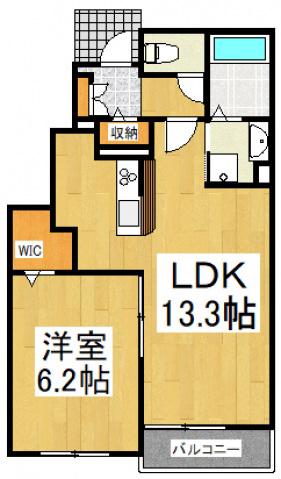 ロジュマン シューベルブ(1LDK/1階)の間取り写真