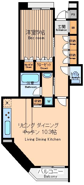 パークホームズ府中セントラルプレイス(1LDK/8階)の間取り写真