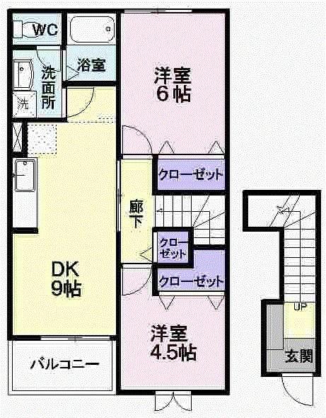 アスペンベールE(2DK/2階)の間取り写真