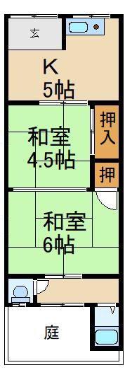 水戸文化 西館(2K/1階)の間取り写真
