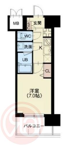 スプランディッド難波III(1K/9階)の間取り写真