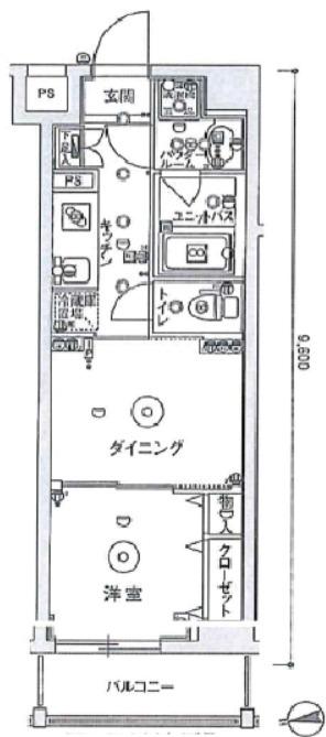 スカイコート隅田公園(1DK/6階)の間取り写真