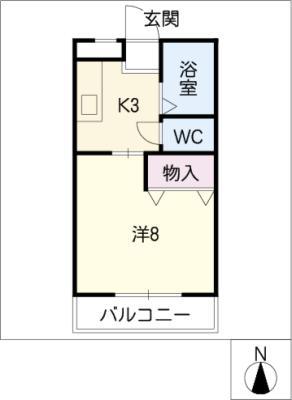 フローラヤゴト(1K/1階)の間取り写真