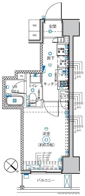 レーヴ町田ブイエー(1K/10階)の間取り写真