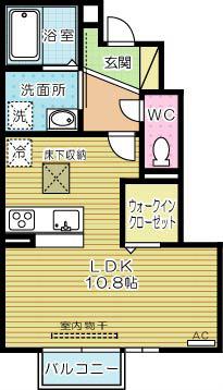 D-ROOM白銀(ワンルーム/1階)の間取り写真