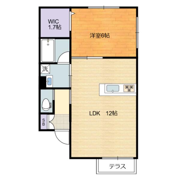 ルラーシェ小金井(1LDK/1階)の間取り写真