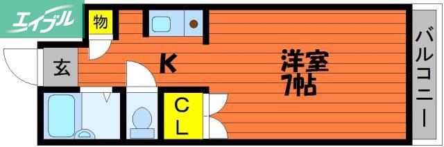 アルファ西古松(1K/3階)の間取り写真