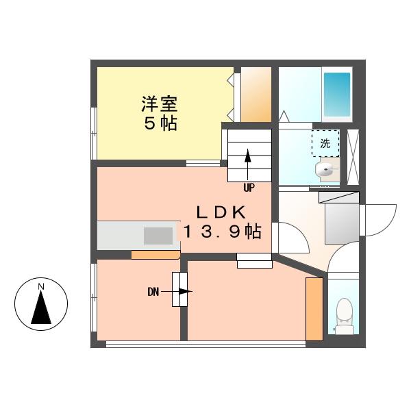 早川コーポ(1LDK/1階)の間取り写真