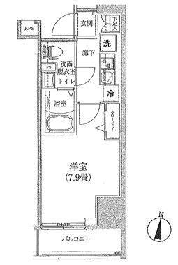 ルフレ深川イースト(1K/10階)の間取り写真