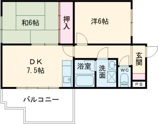 ハイツ水池(2DK/2階)の間取り写真