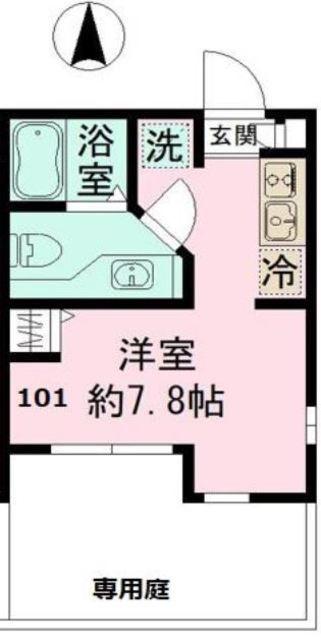シエルS棟(ワンルーム/1階)の間取り写真