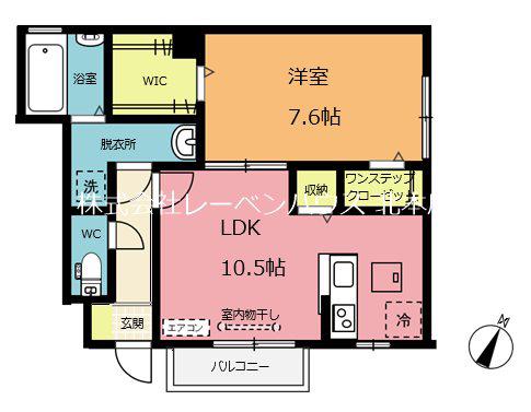 リヴェール(1LDK/1階)の間取り写真