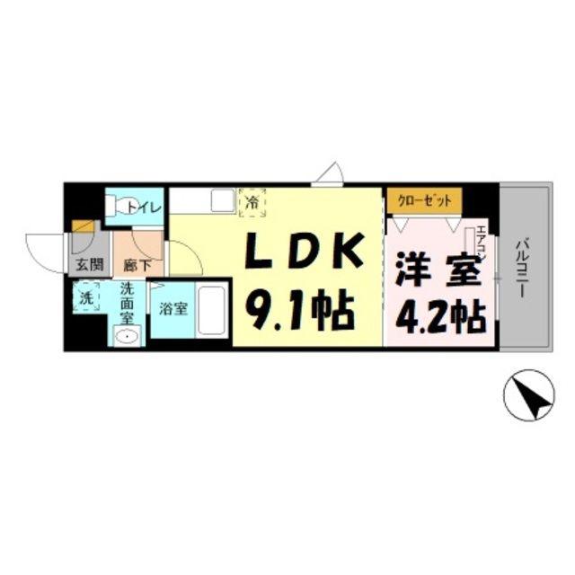 プリムヴェール(1LDK/4階)の間取り写真