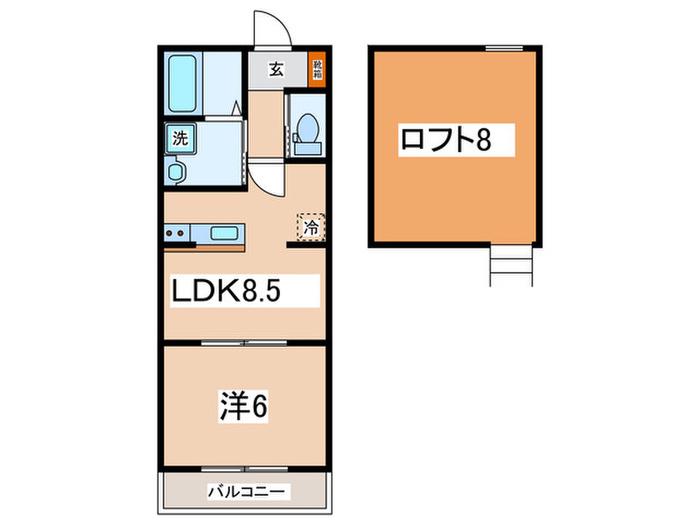 アトラス菊名(1LDK/2階)の間取り写真