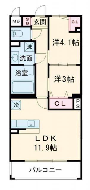 セレーナ(2LDK/2階)の間取り写真