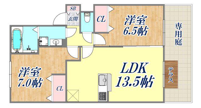 ロイヤルハイム(2LDK/1階)の間取り写真
