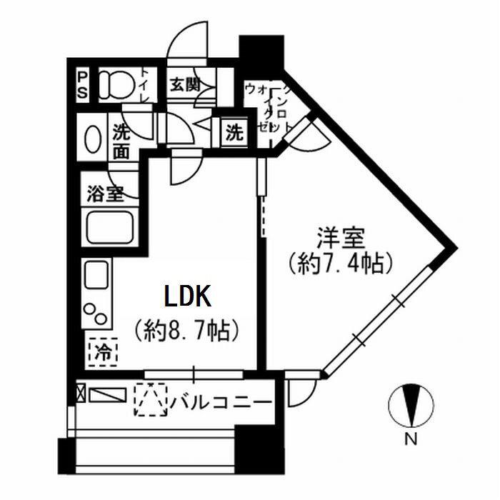 レジディア市ヶ谷(1LDK/8階)の間取り写真
