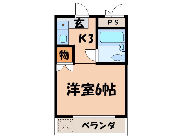 マンション賀園(1K/3階)の間取り写真