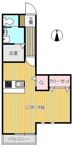 サイドスプリングII(ワンルーム/2階)の間取り写真