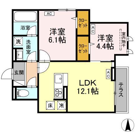 D-PRECIOUS深大寺東町(2LDK/1階)の間取り写真