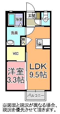 シティハイムWING笠原(1LDK/2階)の間取り写真