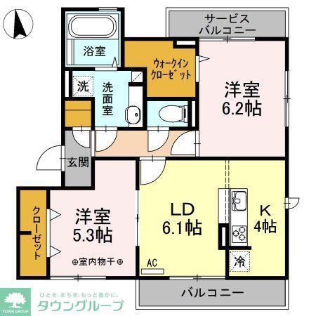 グランドゥール シャルマン(2LDK/2階)の間取り写真