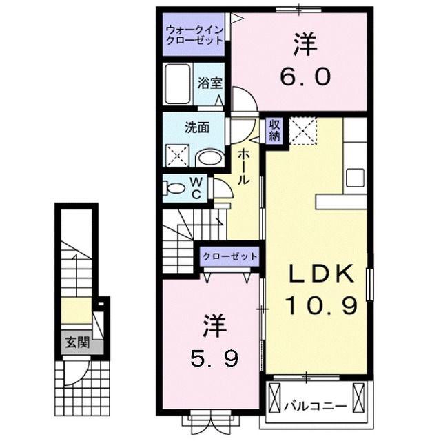 リューナ B(2LDK/2階)の間取り写真