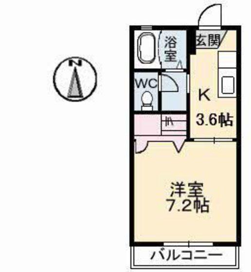 フレグランス B棟(1K/1階)の間取り写真
