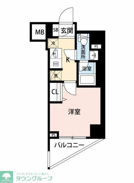 LOG登戸駅前(1K/2階)の間取り写真