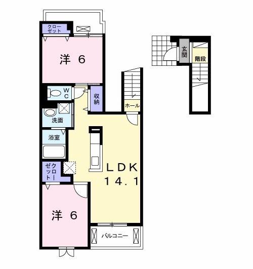 ブランネージュ(2LDK/2階)の間取り写真