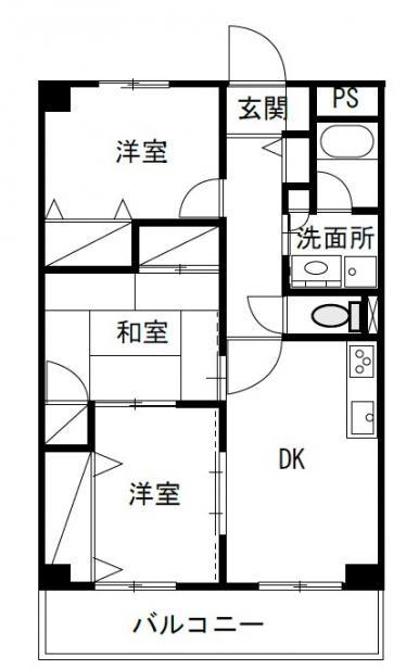エーペックス宇多津(3DK/6階)の間取り写真