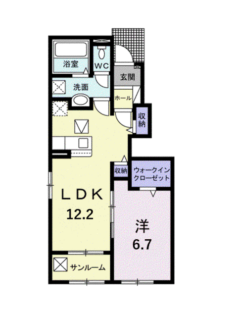 クラレスA(1LDK/1階)の間取り写真