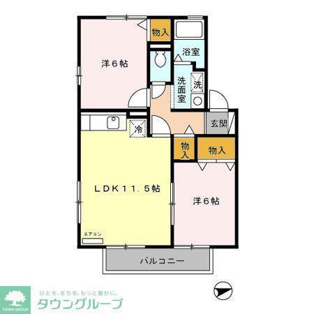 ミルフォードA・B(2LDK/1階)の間取り写真