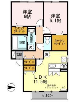 DROOM青山 A棟(2LDK/1階)の間取り写真