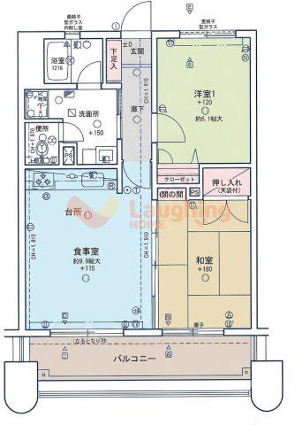 ライオンズマンション六ツ門(2DK/4階)の間取り写真