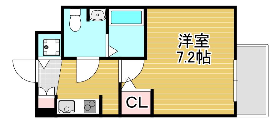 エクスクルーシブレジデンス西九条(1K/2階)の間取り写真