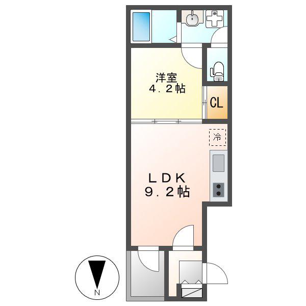 エスポワール中村(1LDK/3階)の間取り写真