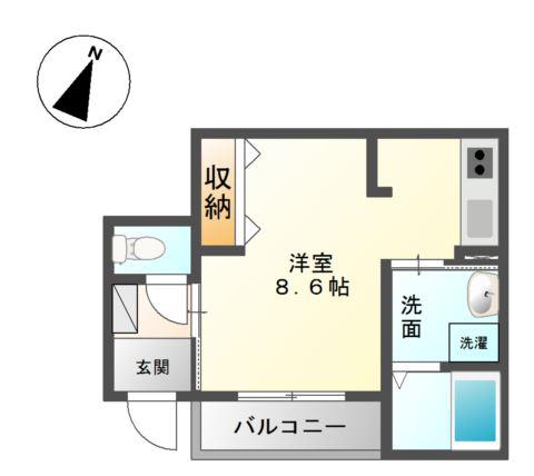 ステラ山手(ワンルーム/1階)の間取り写真