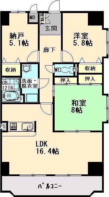 グローバルマンションときわ(3LDK/6階)の間取り写真