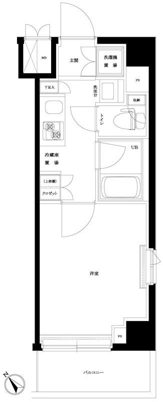 ルーブル川崎中丸子(1K/3階)の間取り写真
