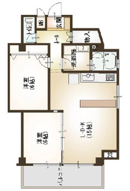 竹園マンション(2LDK/3階)の間取り写真