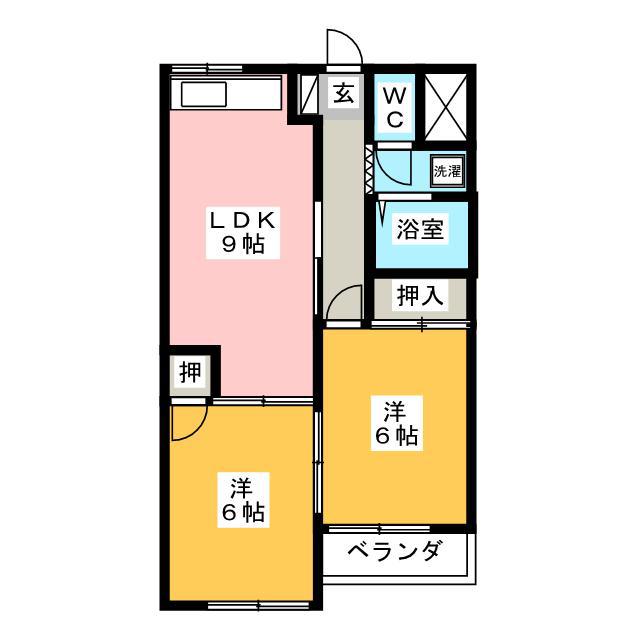 第2川瀬ビル(2LDK/2階)の間取り写真