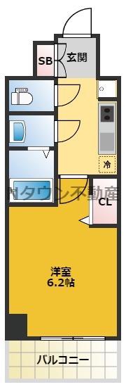 プレサンスSAKAEフロント(1K/10階)の間取り写真