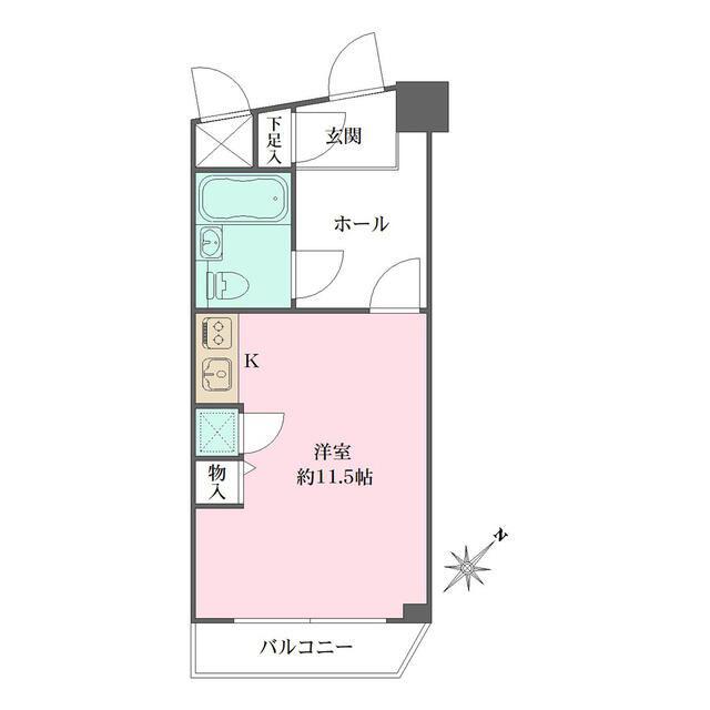 ビラ松濤(ワンルーム/3階)の間取り写真