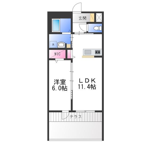 泉大津市千原町アパート(1LDK/1階)の間取り写真