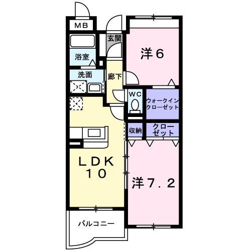 ソレイユ相模が丘(2LDK/2階)の間取り写真